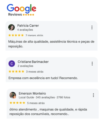 Exemplo de avaliações Google Reviews no Google Maps e Meu Negócio