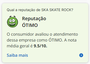 Reputação Ótima no Reclame Aqui — exemplo com nota média 9,5 de 10